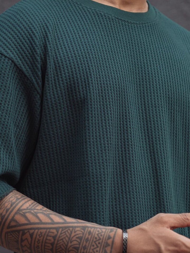 Powerlook Blue Cotton Round Neck Oversized T-shirt