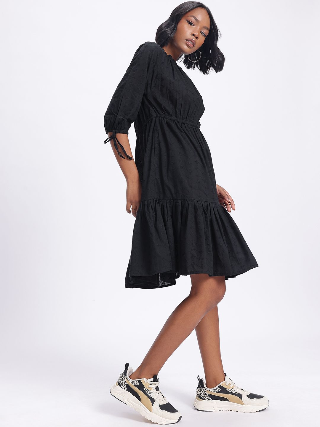 DressBerry Broderie Galore Off-Shoulder A-Line Midi Dress