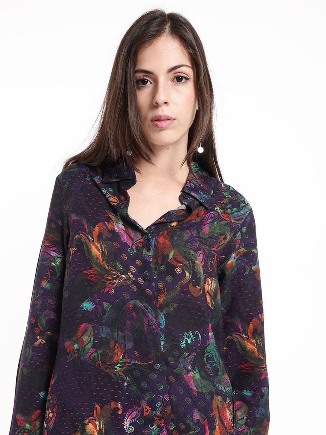 RAREISM Floral Print Cotton Styled Back Top