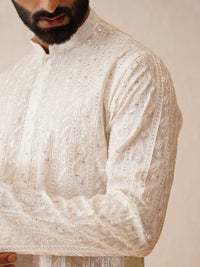 SOJANYA LUXE Mandarin Collar Embroidered Regular Thread Work Kurta with Pyjamas