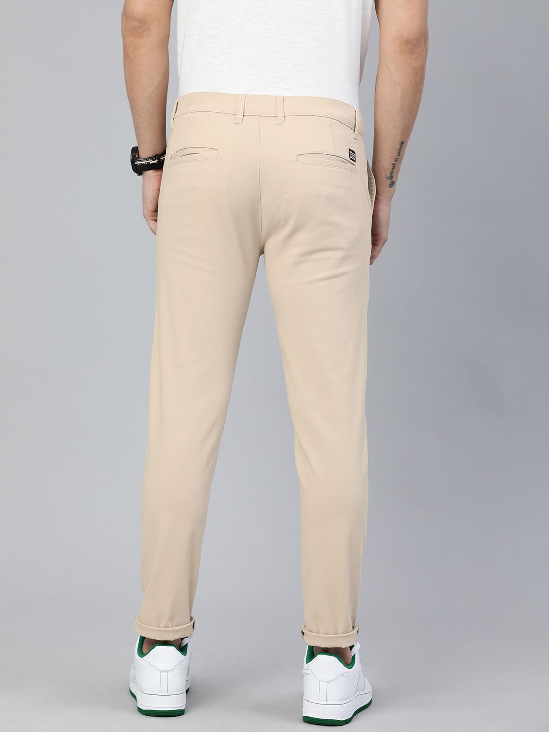The Indian Garage Co Men Beige Slim Fit Regular Trousers