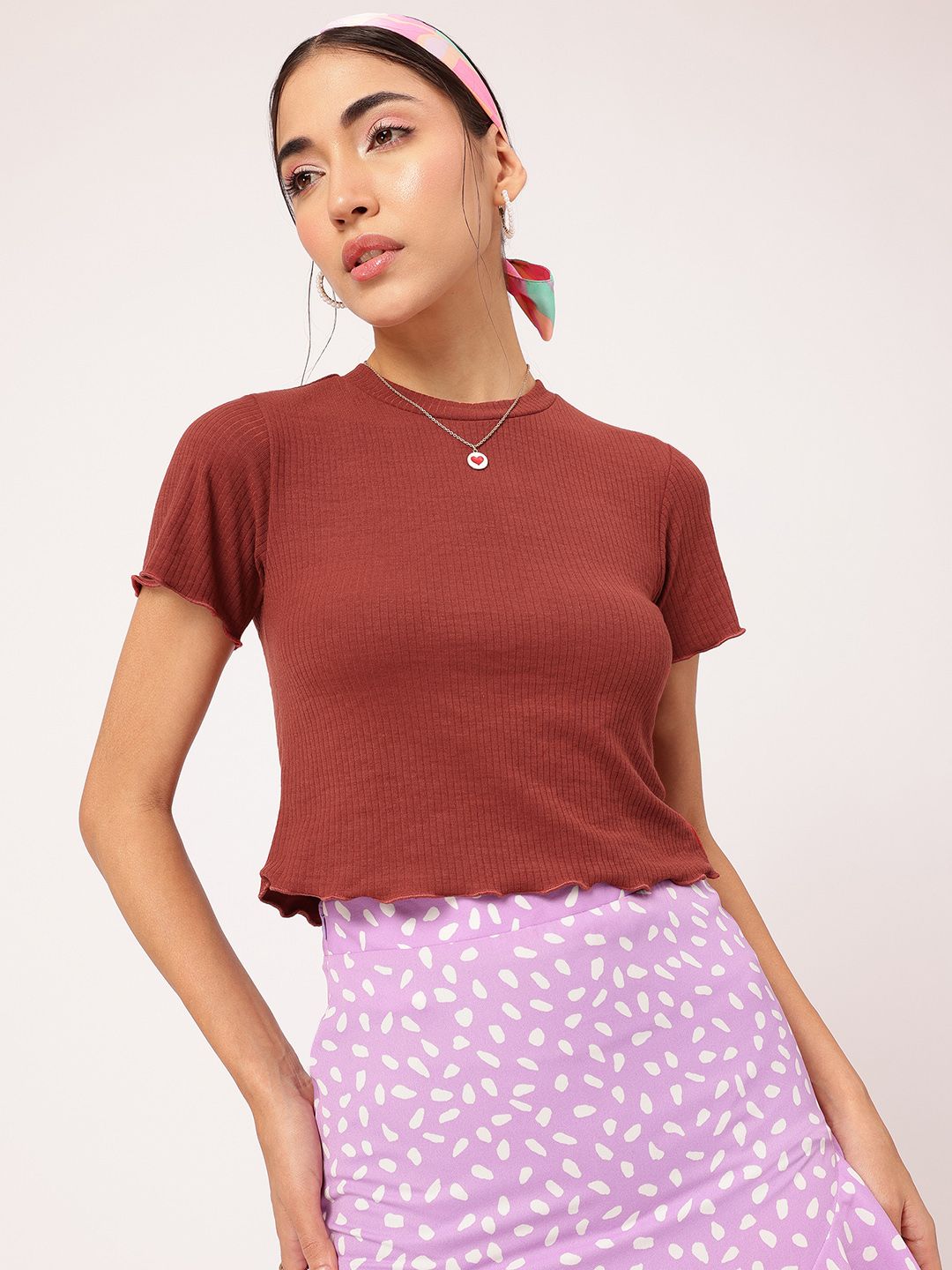 DressBerry Knit Nomad Ribbed Lettuce Edge Top