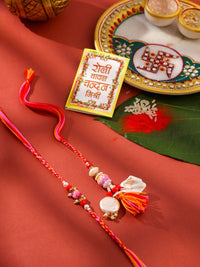 NVR Set of 2 Multicolor Artificial Stones & Beads Bhaiya Bhabhi Rakhi with Roli Chawal