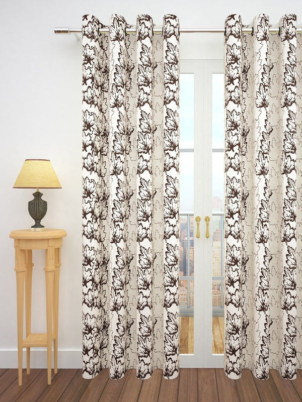 Story@home Brown 300GSM Semi Blackout Jacquard Eyelet Ringtop Single Door Curtain