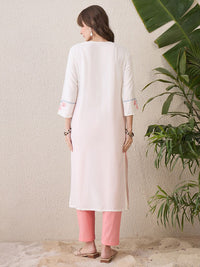 Indo Era Geometric Embroidered Thread Work Straight Kurta