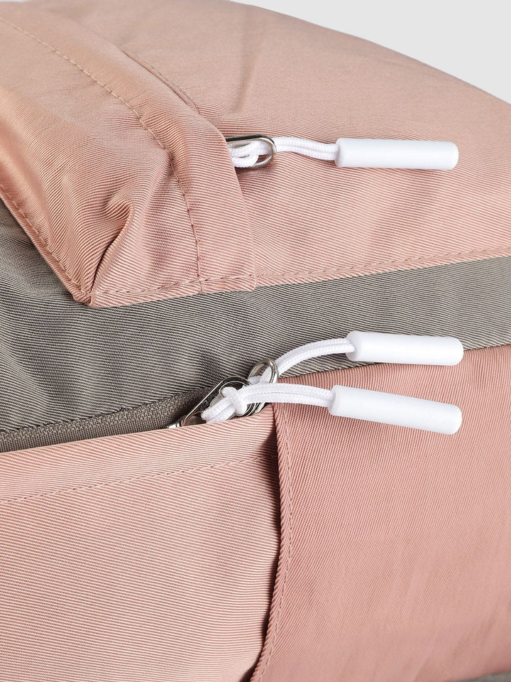 Lino Perros Women Pink & Grey Colourblocked Laptop Backpack