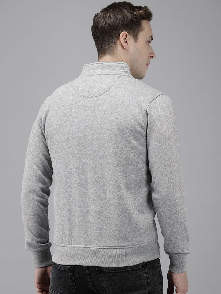 Park Avenue Solid Mock Collar Front-Open Casual Sweatshirt