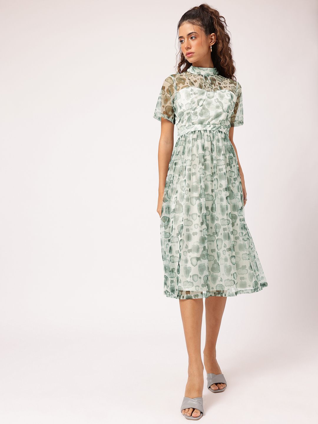 DressBerry Understated Inked Elegance Fit 'N' Flow Dress