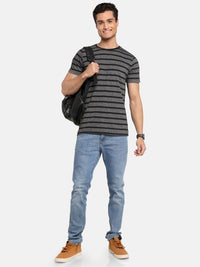 ADRO Men Striped Round Neck Cotton T-shirt