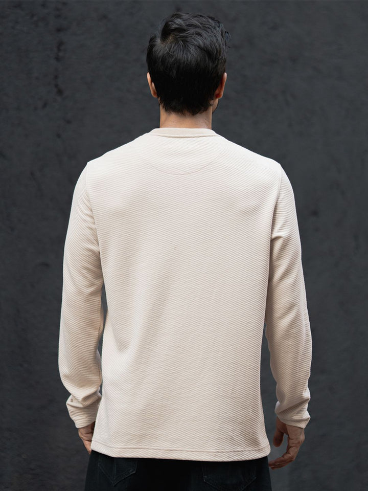 Powerlook Men Self Design Henley Neck Cotton T-shirt