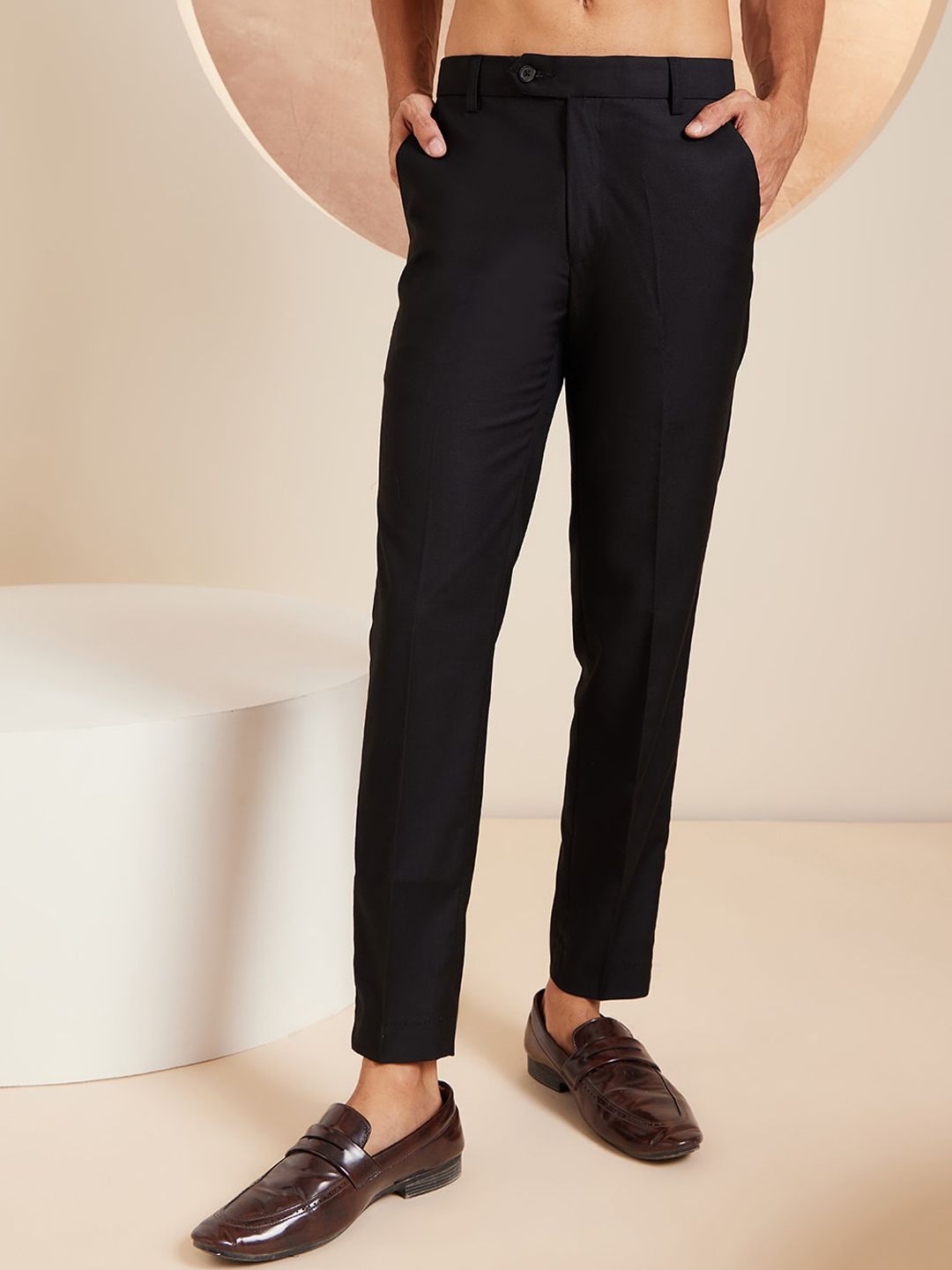 DENNISON Men Smart Tapered Fit Easy Wash Formal Trousers