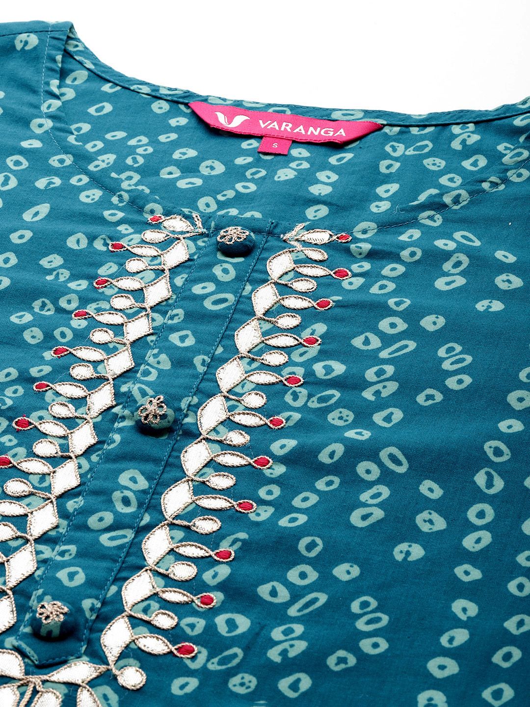 Varanga Bandhani Printed Gotta Patti Pure Cotton Kurta