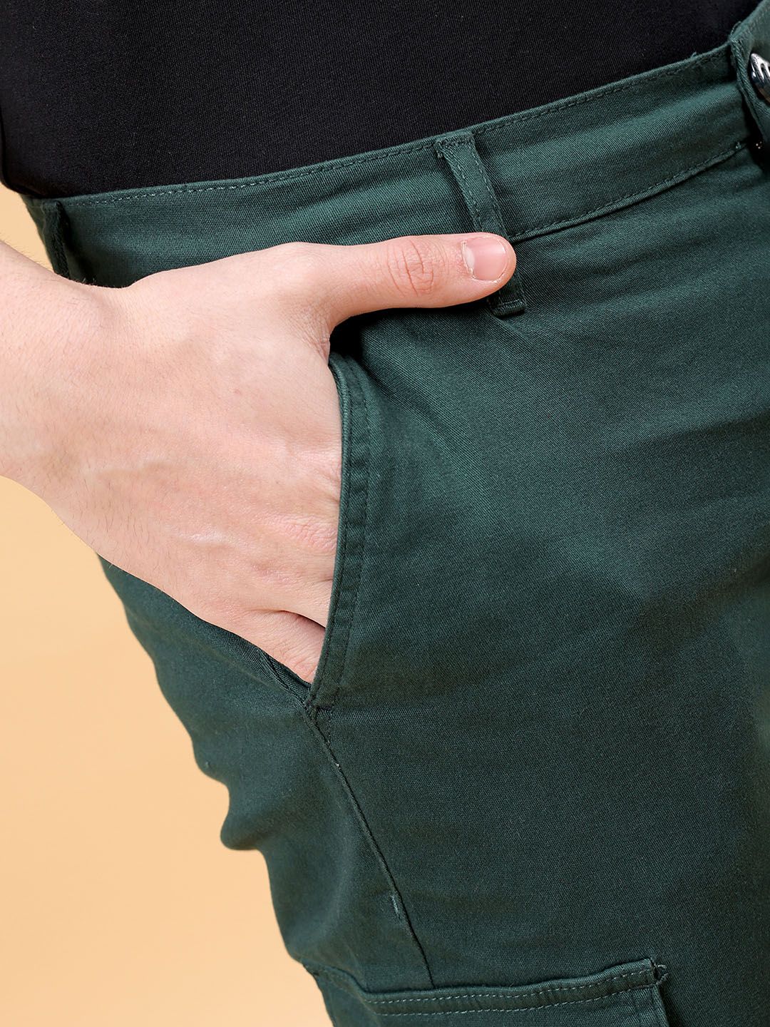 The Indian Garage Co Men Teal Blue Slim Fit Cargos Trousers