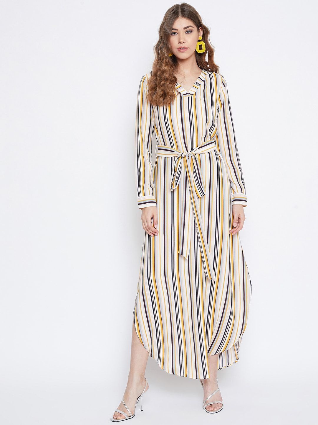 Berrylush Women Multicoloured Striped Maxi Dress