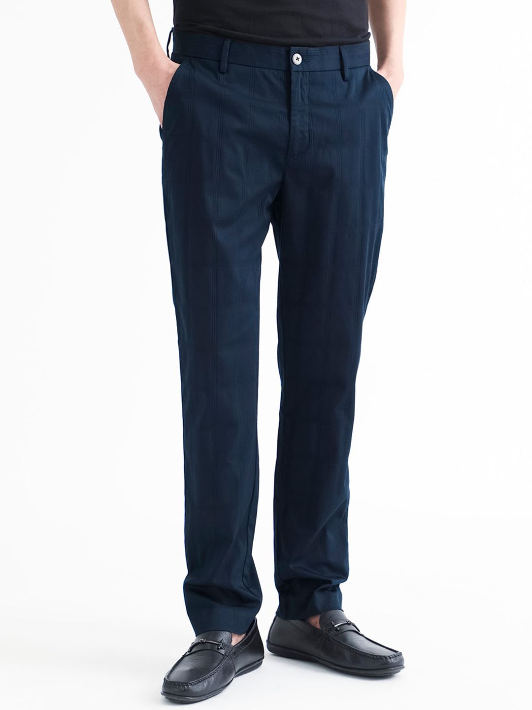 RARE RABBIT Men Quince Mid Rise Cotton Slim Fit Trouser