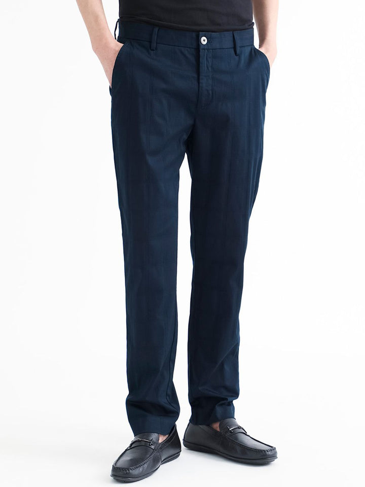 RARE RABBIT Men Quince Mid Rise Cotton Slim Fit Trouser