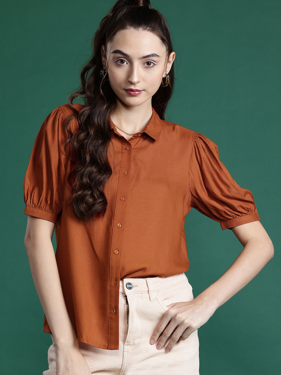 DressBerry Puff Sleeves Casual Shirt