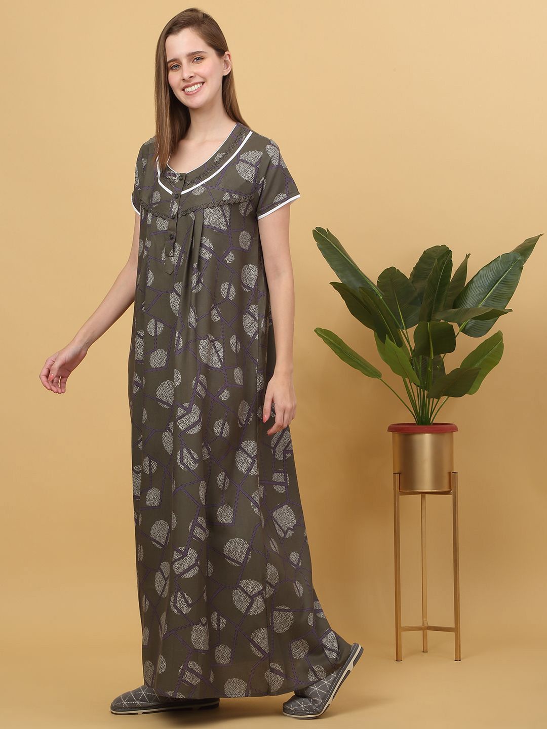 Sweet Dreams Printed Maxi pure cotton Nightdress