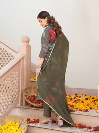 KALINI Women Floral Printed Regular Kurta with Trousers & With Dupatta