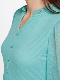 AND Puff Sleeves A-Line Dress