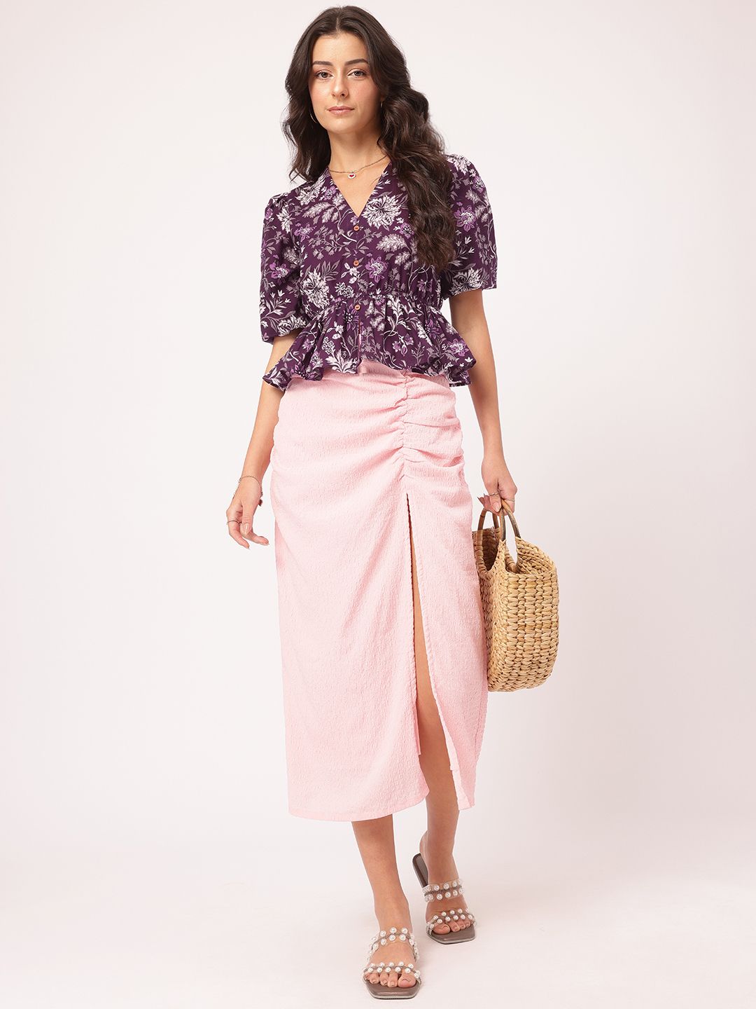 DressBerry Vibrant Vistas Indie Floral Cinched Waist Top