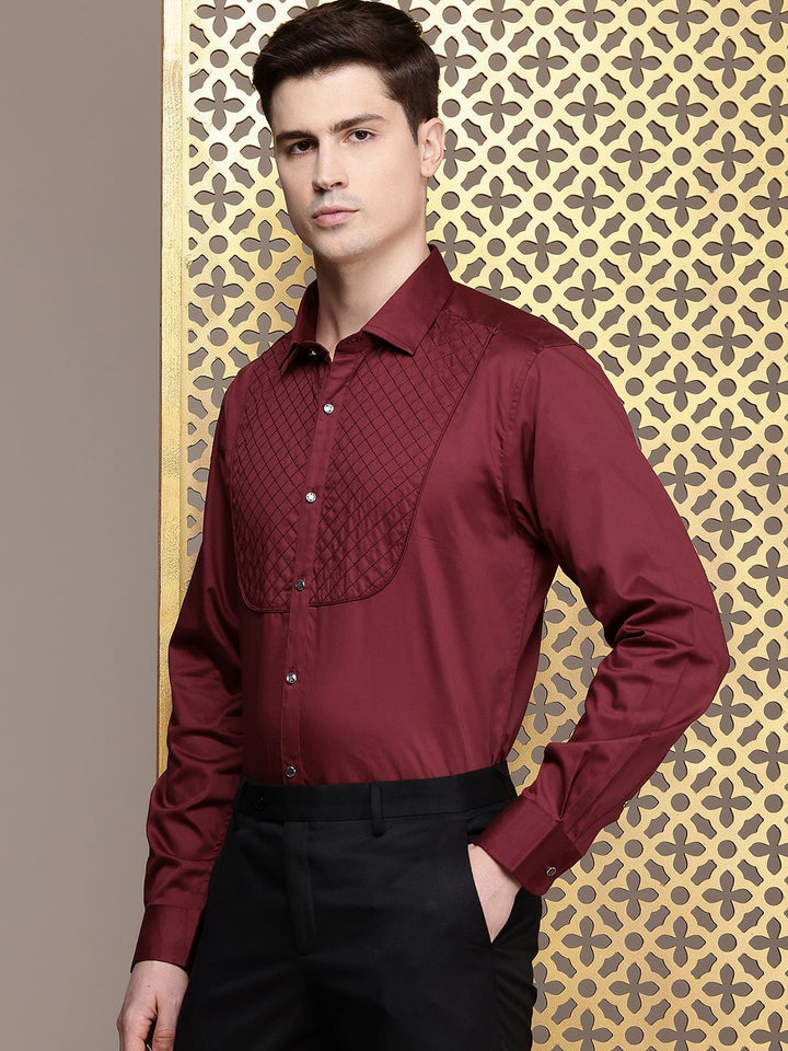 House of Pataudi Pure Cotton Thread Work Party Shirt