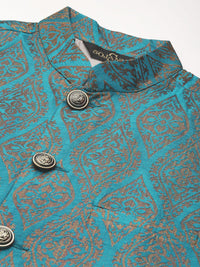 SOJANYA Men Beige Striped Kurta with Pyjamas & Nehru Jacket