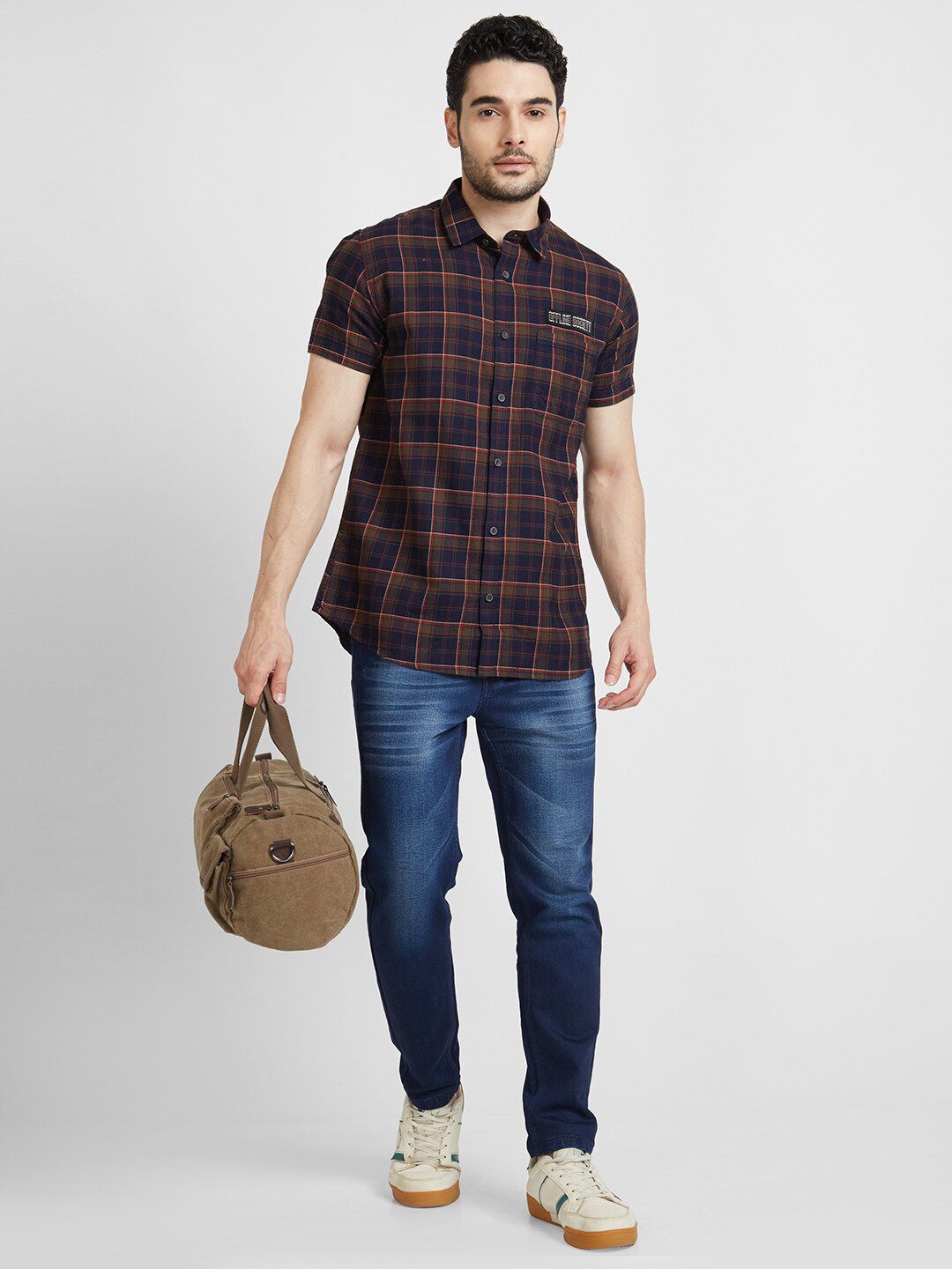 SPYKAR Classic Opaque Tartan Checked Cotton Casual Shirt