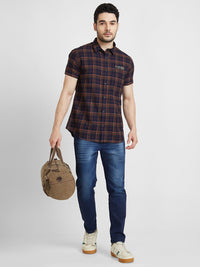 SPYKAR Classic Opaque Tartan Checked Cotton Casual Shirt