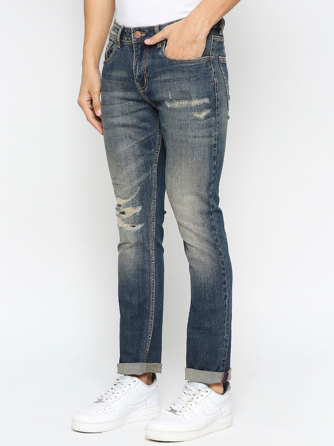 Being Human Men Mid-Rise Mildly Distressed Heavy Fade Jeans