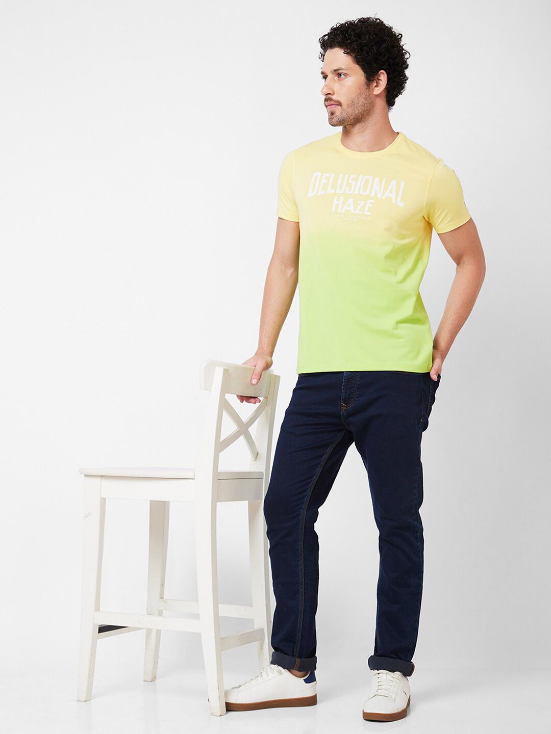 SPYKAR Typography Printed Cotton Slim Fit T-shirt