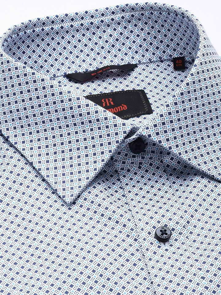 Raymond Pure Cotton Slim Fit Geometric Printed Formal Shirt