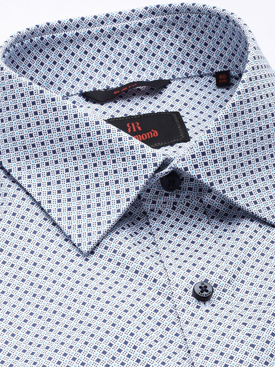Raymond Pure Cotton Slim Fit Geometric Printed Formal Shirt