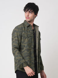 VASTRADO Men Classic Cutaway Collar Camouflage Printed Cotton Casual Shirt