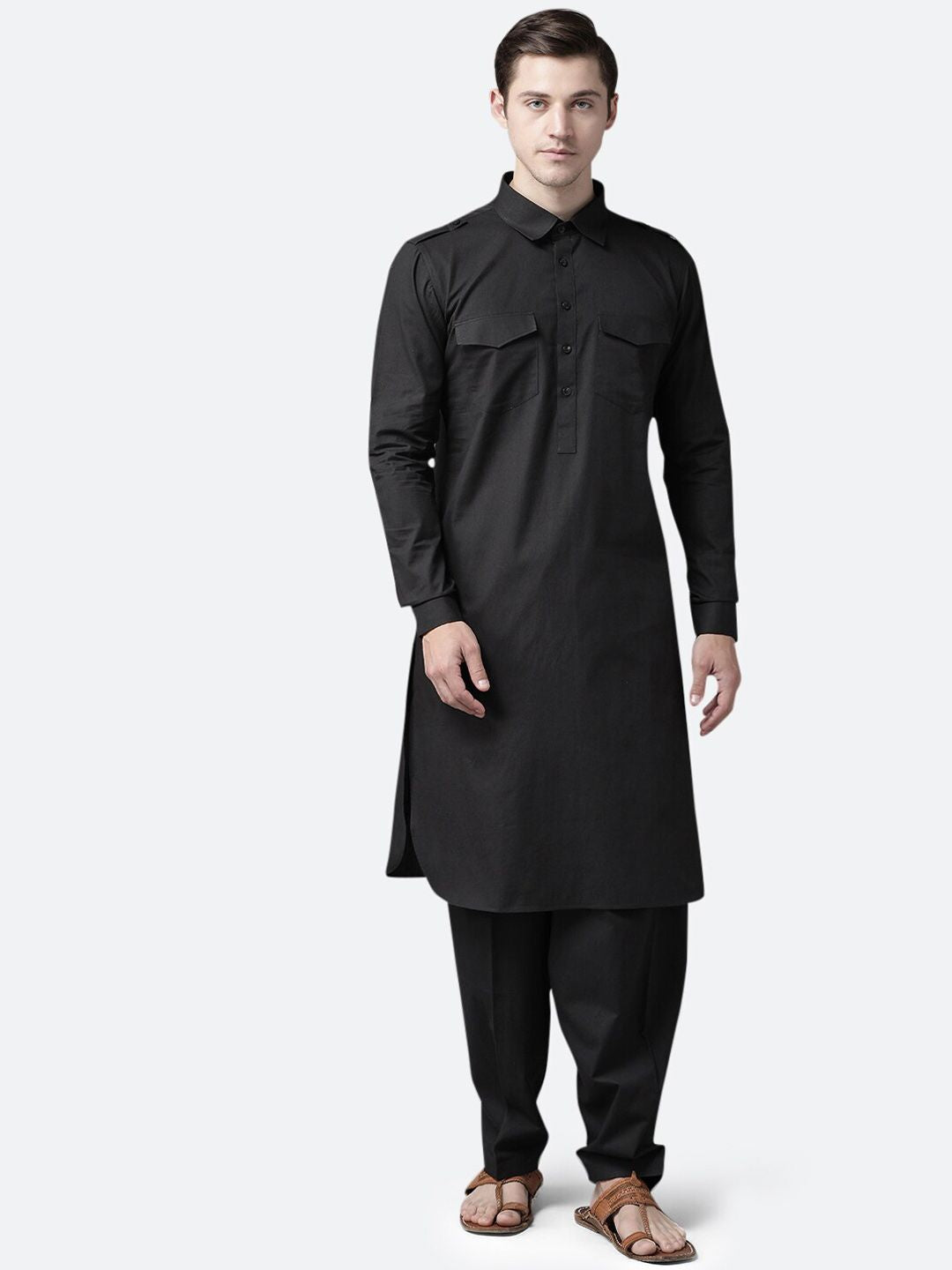 See Designs Men Black Regular Pure Cotton Kurta with Pyjamas