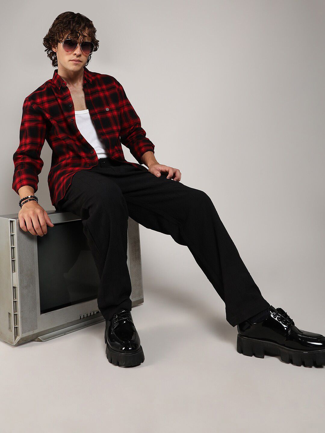 Campus Sutra Men Classic Buffalo Checked Cotton Casual Shirt