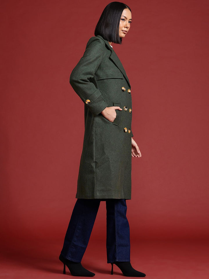 all about you Notched Lapel Collar Longline Trench Coat
