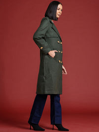 all about you Notched Lapel Collar Longline Trench Coat