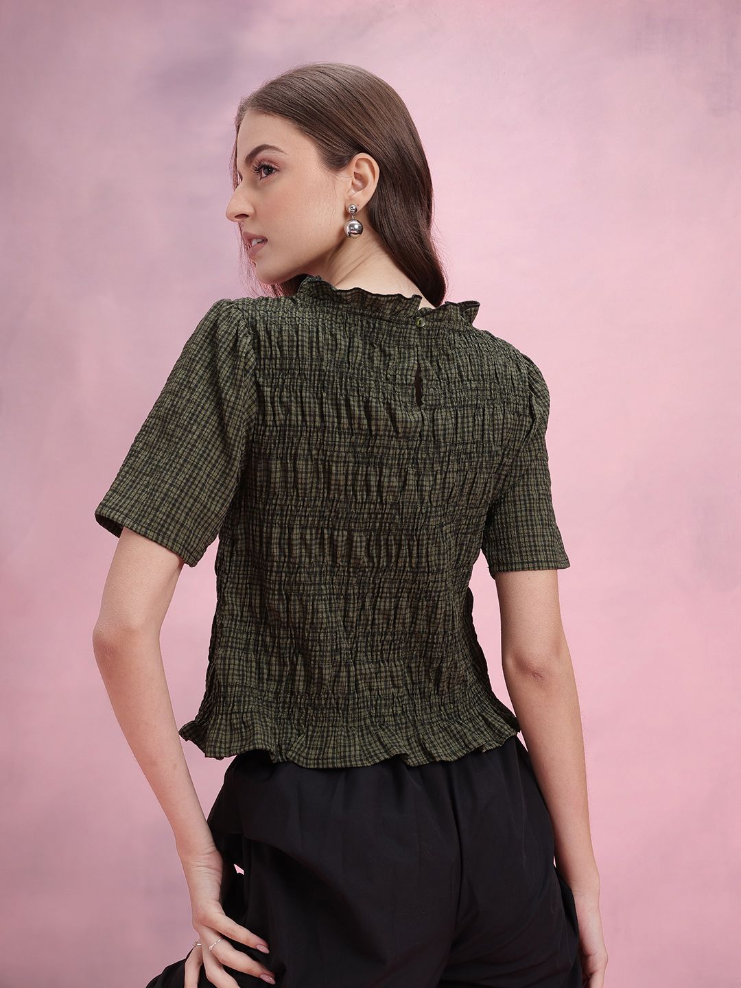 DressBerry Checked Smocked Top