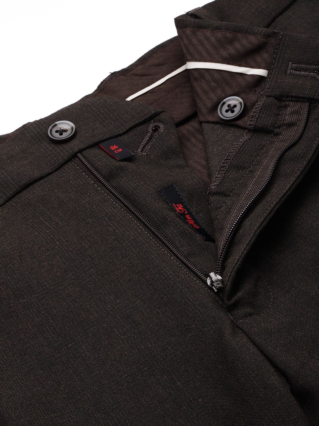 Raymond Men Checked Slim Fit Mid-Rise Formal Trousers