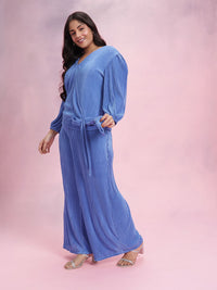 DressBerry Plus Size Solid Accordion Pleats Co-Ords