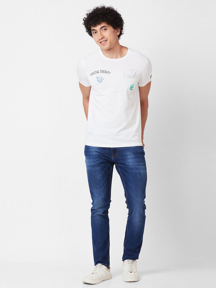 SPYKAR Typography Cotton Slim Fit T-shirt