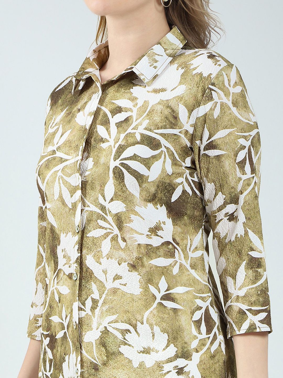 Monte Carlo Floral Printed Shirt Collar Tunic