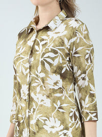 Monte Carlo Floral Printed Shirt Collar Tunic