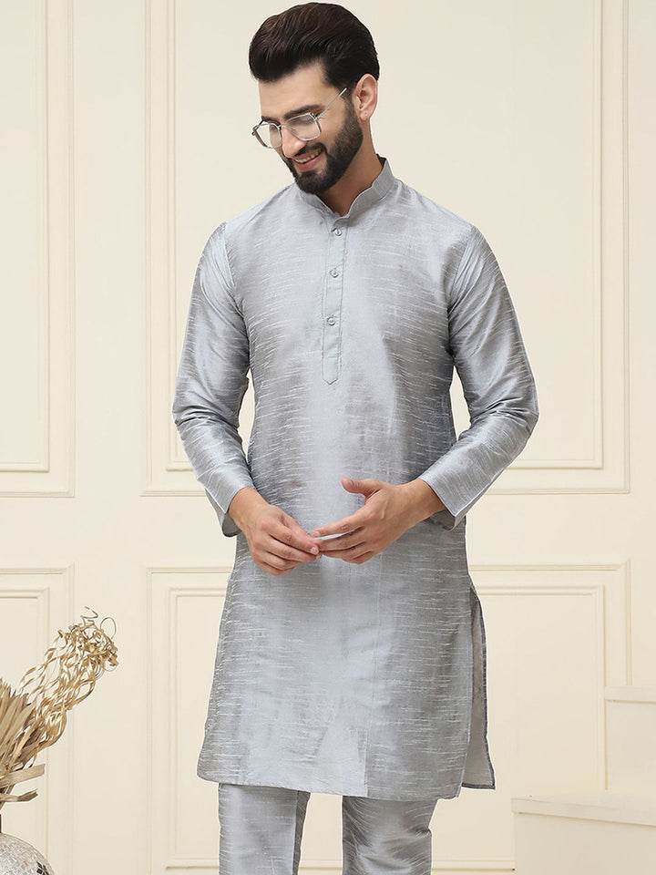 SOJANYA Lelaki Grey Solid Kurta Lurus