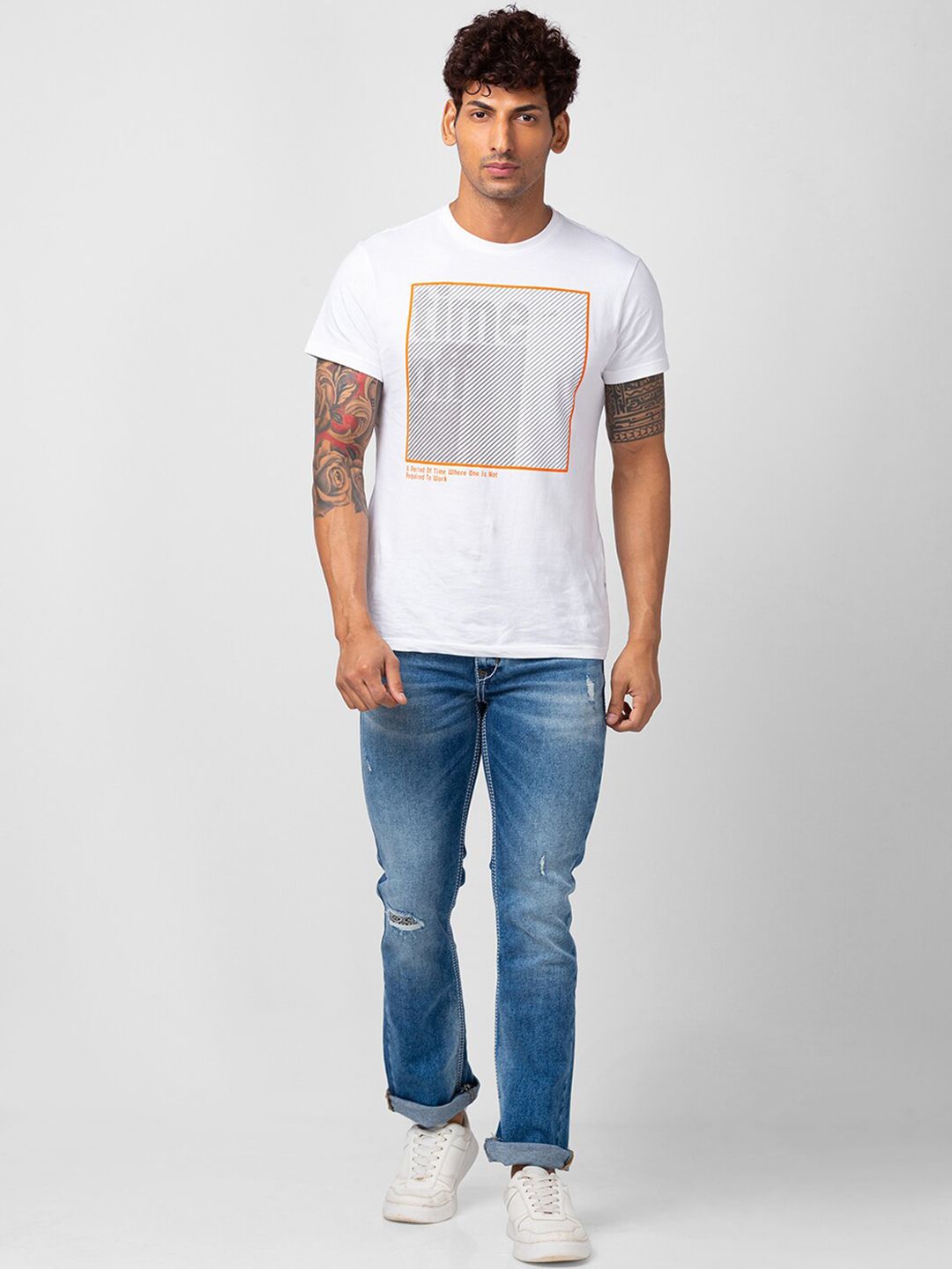 SPYKAR Men Rafter Relaxed Fit Mildly Distressed Light Fade Cotton Jeans