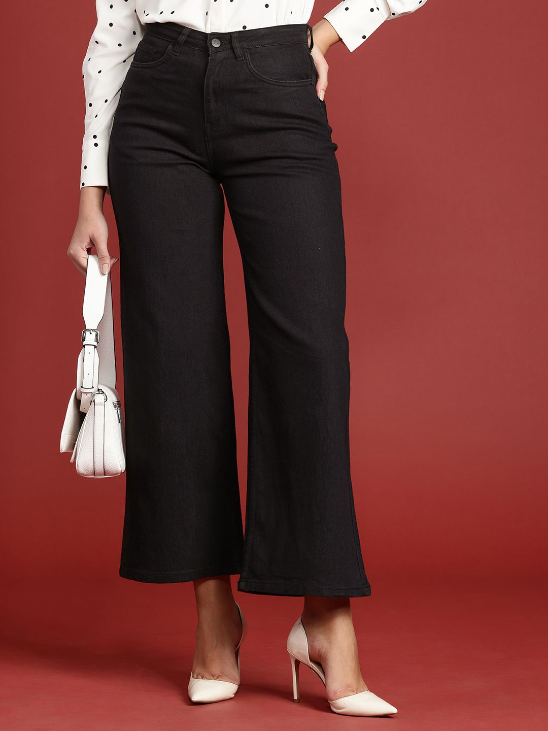 all about you Women Wide Leg High-Rise Stretchable Jeans