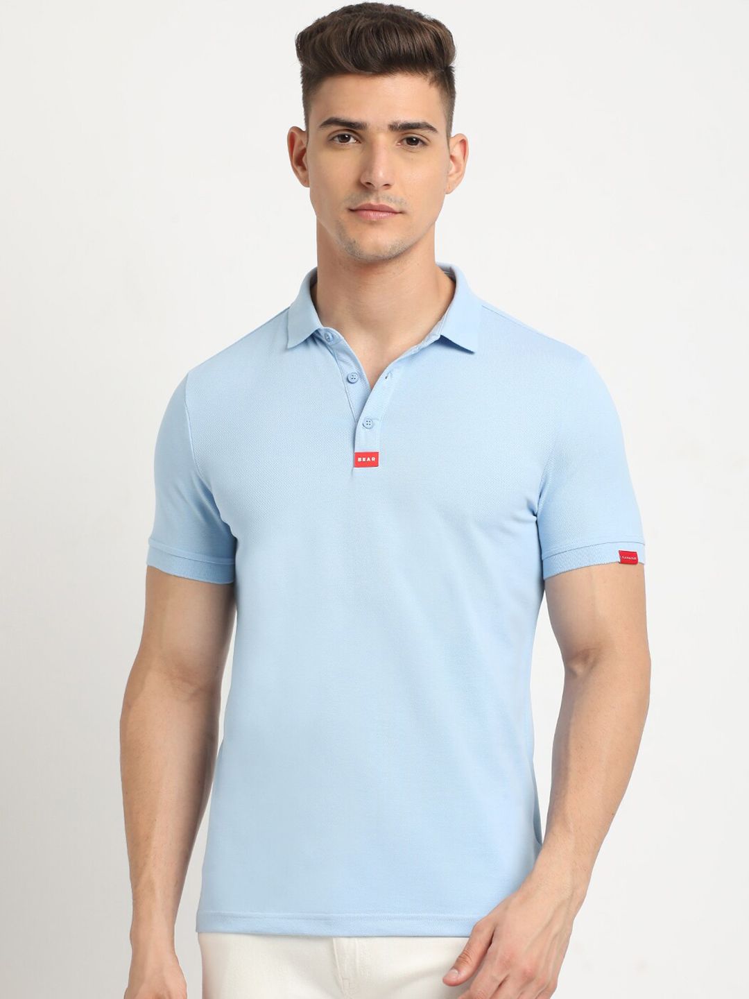 THE BEAR HOUSE Polo Collar Short Sleeves Slim Fit T-shirt