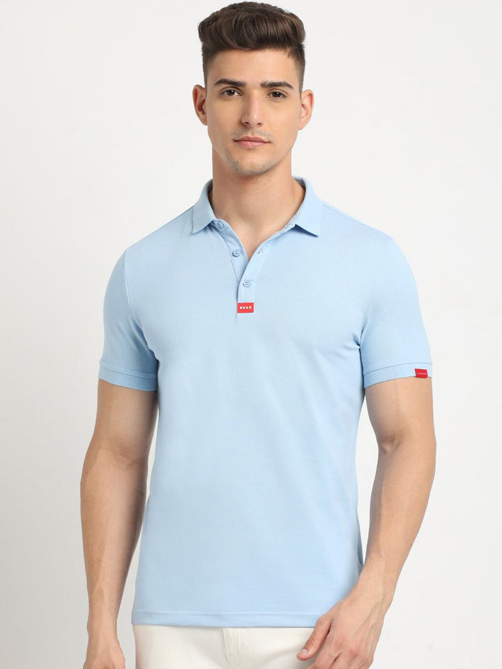 THE BEAR HOUSE Polo Collar Short Sleeves Slim Fit T-shirt