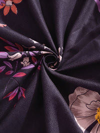 KLOTTHE Purple & Red Floral 300 TC Double King Bedsheet With 2 Pillow Covers
